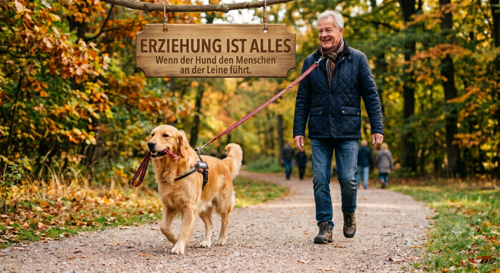 Hund führt Menschen an der Leine